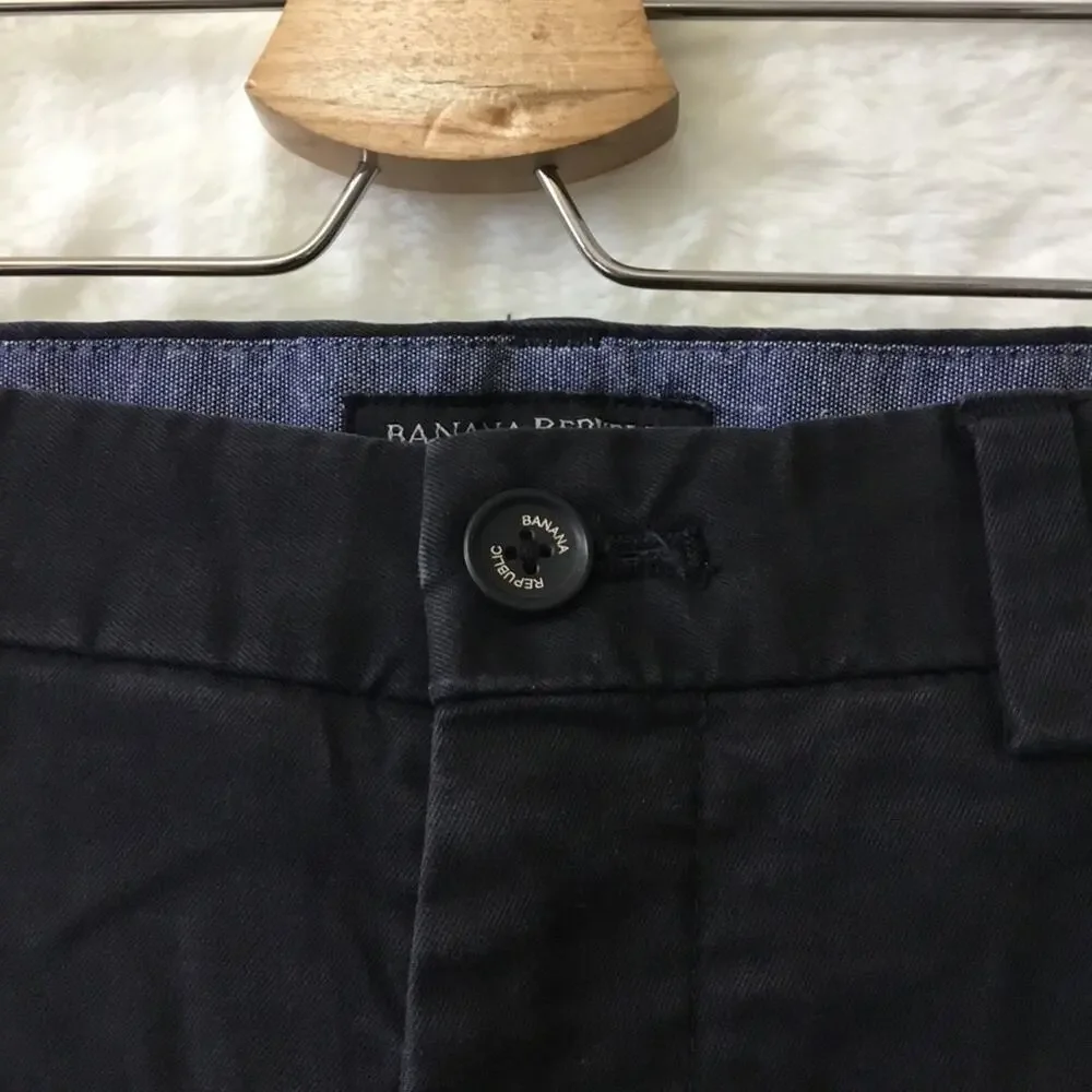 Banana Republic Black Men's Flat Front Aiden Strength Chinos